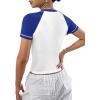 imageAvanova Women Raglan Colorblock Baby Tee Shirt Short Sleeve Summer Casual TopsBlue
