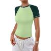 imageAvanova Women Raglan Colorblock Baby Tee Shirt Short Sleeve Summer Casual TopsGrass Green