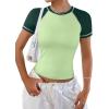 imageAvanova Women Raglan Colorblock Baby Tee Shirt Short Sleeve Summer Casual TopsGrass Green