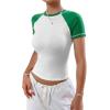 imageAvanova Women Raglan Colorblock Baby Tee Shirt Short Sleeve Summer Casual TopsGreen