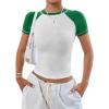 imageAvanova Women Raglan Colorblock Baby Tee Shirt Short Sleeve Summer Casual TopsGreen