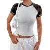 imageAvanova Women Raglan Colorblock Baby Tee Shirt Short Sleeve Summer Casual TopsGrey