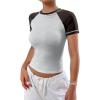 imageAvanova Women Raglan Colorblock Baby Tee Shirt Short Sleeve Summer Casual TopsGrey