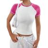 imageAvanova Women Raglan Colorblock Baby Tee Shirt Short Sleeve Summer Casual TopsHot Pink