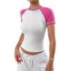 imageAvanova Women Raglan Colorblock Baby Tee Shirt Short Sleeve Summer Casual TopsHot Pink