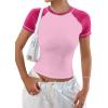 imageAvanova Women Raglan Colorblock Baby Tee Shirt Short Sleeve Summer Casual TopsPink