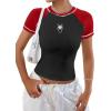 imageAvanova Women Raglan Colorblock Baby Tee Shirt Short Sleeve Summer Casual TopsRed Black Spider