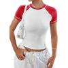 imageAvanova Women Raglan Colorblock Baby Tee Shirt Short Sleeve Summer Casual TopsRed White