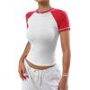 imageAvanova Women Raglan Colorblock Baby Tee Shirt Short Sleeve Summer Casual TopsRed White
