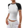 imageAvanova Women Raglan Colorblock Baby Tee Shirt Short Sleeve Summer Casual TopsWhite E