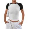 imageAvanova Women Raglan Colorblock Baby Tee Shirt Short Sleeve Summer Casual TopsWhite E