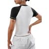 imageAvanova Women Raglan Colorblock Baby Tee Shirt Short Sleeve Summer Casual TopsWhite E