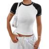 imageAvanova Women Raglan Colorblock Baby Tee Shirt Short Sleeve Summer Casual TopsWhite E