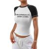 imageAvanova Women Raglan Colorblock Baby Tee Shirt Short Sleeve Summer Casual TopsWhite Gril