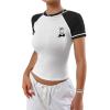 imageAvanova Women Raglan Colorblock Baby Tee Shirt Short Sleeve Summer Casual TopsWhite Tree