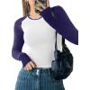 imageAvanova Women Raglan Colorblock Long Sleeve Crewneck Tee Shirts Slim Casual TopsBlue White