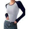 imageAvanova Women Raglan Colorblock Long Sleeve Crewneck Tee Shirts Slim Casual TopsGrey Black Blue