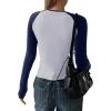 imageAvanova Women Raglan Colorblock Long Sleeve Crewneck Tee Shirts Slim Casual TopsGrey Black Blue