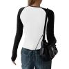 imageAvanova Women Raglan Colorblock Long Sleeve Crewneck Tee Shirts Slim Casual TopsWhite Black