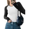 imageAvanova Women Raglan Colorblock Long Sleeve Crewneck Tee Shirts Slim Casual TopsWhite Black