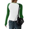 imageAvanova Women Raglan Colorblock Long Sleeve Crewneck Tee Shirts Slim Casual TopsWhite Green