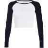 imageAvanova Women Raglan Long Sleeve Crew Neck Crop Top Color Block Casual Tee ShirtsWhite Black