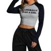 imageAvanova Women Raglan Long Sleeve Crew Neck Crop Top Color Block Casual Tee ShirtsWhite Black G
