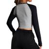 imageAvanova Women Raglan Long Sleeve Crew Neck Crop Top Color Block Casual Tee ShirtsWhite Black G