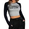 imageAvanova Women Raglan Long Sleeve Crew Neck Crop Top Color Block Casual Tee ShirtsWhite Black G