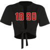 imageAvanova Women Sexy Tie Front Crop Tops Short Sleeve Summer Casual Club Tee Shirt1990 Black