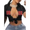 imageAvanova Women Sexy Tie Front Crop Tops Short Sleeve Summer Casual Club Tee Shirt1990 Black