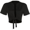 imageAvanova Women Sexy Tie Front Crop Tops Short Sleeve Summer Casual Club Tee ShirtA Black