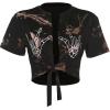 imageAvanova Women Sexy Tie Front Crop Tops Short Sleeve Summer Casual Club Tee ShirtBlack Brown Skull