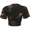 imageAvanova Women Sexy Tie Front Crop Tops Short Sleeve Summer Casual Club Tee ShirtBlack Brown Skull