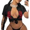 imageAvanova Women Sexy Tie Front Crop Tops Short Sleeve Summer Casual Club Tee ShirtBlack Dragon