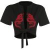 imageAvanova Women Sexy Tie Front Crop Tops Short Sleeve Summer Casual Club Tee ShirtBlack Dragon