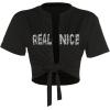 imageAvanova Women Sexy Tie Front Crop Tops Short Sleeve Summer Casual Club Tee ShirtBlack Letter
