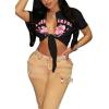 imageAvanova Women Sexy Tie Front Crop Tops Short Sleeve Summer Casual Club Tee ShirtBlack Moto
