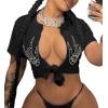 imageAvanova Women Sexy Tie Front Crop Tops Short Sleeve Summer Casual Club Tee ShirtD Black