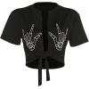 imageAvanova Women Sexy Tie Front Crop Tops Short Sleeve Summer Casual Club Tee ShirtD Black