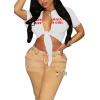 imageAvanova Women Sexy Tie Front Crop Tops Short Sleeve Summer Casual Club Tee ShirtGirl White