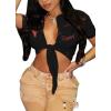 imageAvanova Women Sexy Tie Front Crop Tops Short Sleeve Summer Casual Club Tee ShirtRed Black