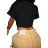 imageAvanova Women Sexy Tie Front Crop Tops Short Sleeve Summer Casual Club Tee ShirtSpider Blackk