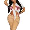 imageAvanova Women Sexy Tie Front Crop Tops Short Sleeve Summer Casual Club Tee ShirtWhite Boston