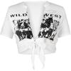 imageAvanova Women Sexy Tie Front Crop Tops Short Sleeve Summer Casual Club Tee ShirtWhite Grapgic D X