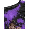 imageAvanova Women Skull Finger Graphic Distressed Tee Shirt Ripped Short Sleeve Crop TopsBlack Purple Tiger