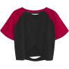 imageAvanova Women Skull Finger Graphic Distressed Tee Shirt Ripped Short Sleeve Crop TopsBlack Red