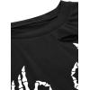imageAvanova Women Skull Finger Graphic Distressed Tee Shirt Ripped Short Sleeve Crop TopsBlack Skull