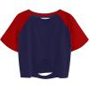 imageAvanova Women Skull Finger Graphic Distressed Tee Shirt Ripped Short Sleeve Crop TopsBlue Red