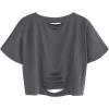 imageAvanova Women Skull Finger Graphic Distressed Tee Shirt Ripped Short Sleeve Crop TopsSkull Grey